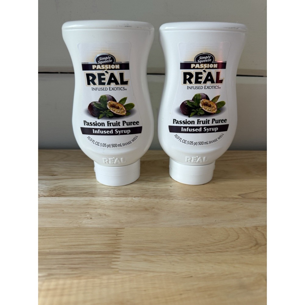 Reàl Passion Fruit Puree Infused Syrup 16.9 FL OZ Squeezable Bottle Set Of 2